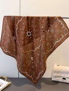 極簡印花 70cm 正方形絲巾 春季新款 百搭女款腰帶 包包裝飾 緞帶 頭巾 髮飾 時尚圍巾 - 彩色 - 查看 2