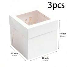 1/3/5件裝透明窗蛋糕盒，3種尺寸：8"/10"/12"，可重複使用烘焙外帶容器，白色大號紙板盒 - 彩色 - 查看 22