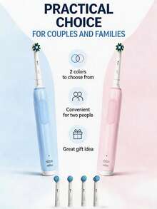 Oral-B Electric Toothbrush 2-In-1 Set, 2-Minute Timer, Smart Pressure Control, Includes 2 Handles, 6 Brush Heads And 1 USB Charger - Multicolor - View 3