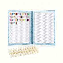 320 Colors Marble Texture Color Card Display Book Oil Glue Display Board + 480 Colors Nail Tips - Multicolor - View 7