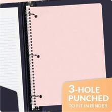 YY Spiral Notebooks, 1-Subject, 5 Pack, College Ruled Paper, 8" X 10-1/2", 70 Sheets Per Notebook,3-Hole Punched Paper, Pink,Purple, Blue, Green, Yellow Spiral Lined Notebooks For School,Work(Random Color) - 5 - View 6