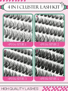GROINNEYA 20 Rows Fairy Lash Clusters 4-IN-1 Styles Cluster Lashes DIY,Mix Length Cluster Eyelash Extensions,Soft Wispy Individual Lashes,Voluminous 5D Eye Lash Clusters Puffy Soft Single Lashes,Easy At-Home Self-Application,Suitable For Role-Playing - C - View 4