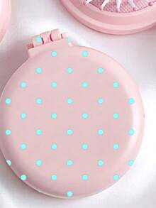 New Pink Multicolor Polka Dot Round Folding Comb With Mirror, Portable Compact 2-In-1 Makeup Mirror Comb, Women's Mini Foldable Air Cushion Massage Brush, Suitable For Wedding, Office, Business Trip, Performance, Back To School, Travel Essential - Multicolor - View 13