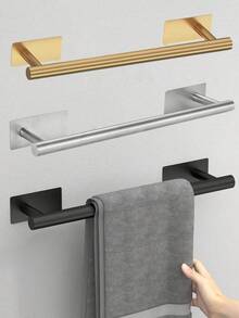 4/3/1pc Bathroom Towel Rack Wall-Mounted Bathroom Hanging Rack Dish Cloth Holder Bathroom Kitchen Hardware Accessories Strong Self-Adhesive Bathroom Storage Rack Suitable For Bathroom And Kitchen Decor - Multicolor - View 2