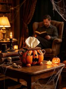Penutup Kotak Tisu Halloween, Tempat Serbet Resin, Dekorasi Kamar Mandi dan Dapur Halloween yang Lucu - A - View 8