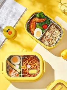 2-Compartment Stainless Steel Bento Lunch Box, Cute Little Duck Leak-Proof Student Lunch Box, Portable Girls Lunch Box, Student Office Picnic Food Storage Box - Multicolor - View 5