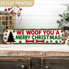 1pc Rustic Style "We Woof You Merry Christmas" Metal Sign, Dog Paw Christmas Decor, Christmas Wall Hanging Decoration, Suitable For Home, Farmhouse, Living Room, Indoor/Outdoor, Entryway, Decorative Sign, 9.91x39.88cm, 2D Flat - A - View 9