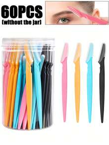 60/30/12/6/3/1pc Eyebrow Trimmer And Razor, Exfoliating Shaving Tool, Body Hair Removal Trimmer And Facial And Set, Long Handle Blade With Precision Protective Cover, Women's Eyebrow Shaping Tool, Suitable For Daily Or Travel Use., Face Razor - Multicolor - View 19
