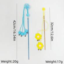 1件裝寵物怪獸流蘇貓逗貓棒附鈴鐺，仙女貓逗貓棒，貓咪娛樂玩具 - 彩色 - 查看 2