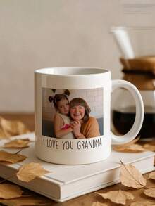 Customizable 11oz Ceramic Coffee Mug, Can Print Photos, Text And Logo, Personalized Photo Cup, Gift For Grandma, Mom, Dad, Holiday Commemorative Cup, Reusable, Suitable For Office, Home, Engagement, Wedding, Graduation - Multicolor - View 3