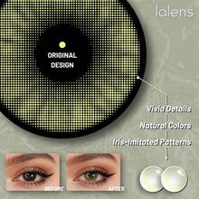 Lalens 海洋綠柔和彩色隱形眼鏡，1對圓形隱形眼鏡，年戴，DIA 14.20MM BC 8.6MM，深色與淺色眼睛皆可無縫融合，適合日常通勤、美感派對、約會妝容 - Ocean Green - 查看 6