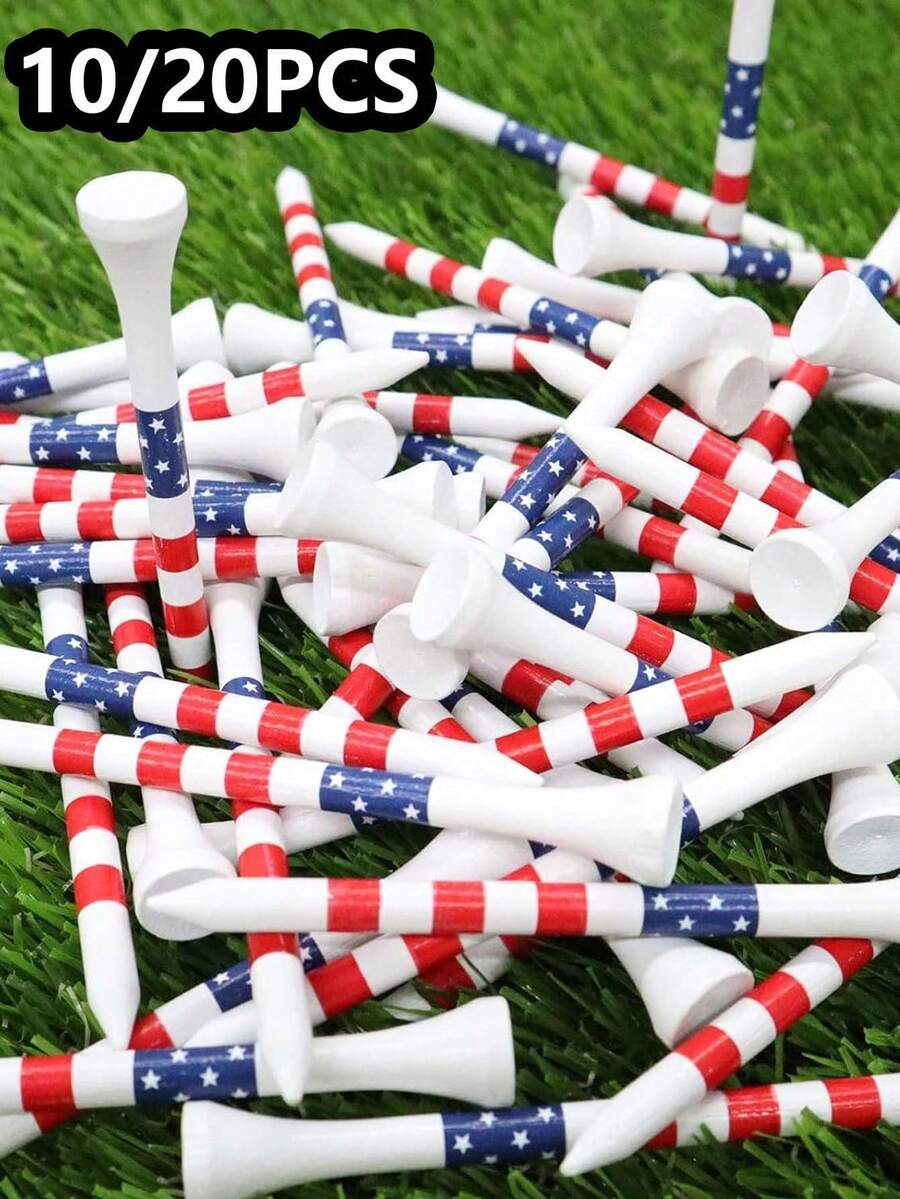 3 1/4" & 2 3/4" Golf Tee Wooden Tees, 10/20/50pcs Set, Durable With Colorful Striped Design To Maintain Consistent Height, 70mm Long Tees Suitable For Golfers