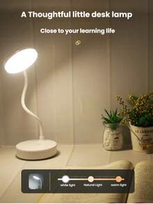 1件 USB充電式LED檯燈/地板燈，護眼閱讀燈，USB供電，無極調光裝飾小夜燈，適用於居家辦公閱讀學習與廚房，800mAh - 三色調光 - 查看 11