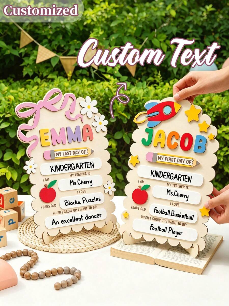 Customizable "Back To School" Commemorative Plaque, Suitable For All Grade Students, Perfect For Back To School, Campus Gifts, Photo Props, Classroom Attendance Tracking, And Parent Souvenirs - Multicolor - View 1