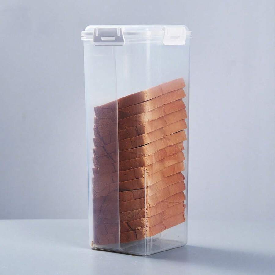 Caja de Almacenamiento de Pan para Cocina con Bandeja Deslizante, Contenedor Rectangular de Plástico para Alimentos, Tapaséticas, Soporte Cuadrado para Tostadas, Conservador de Alimentos - Blanco sin cajón - Ver 1