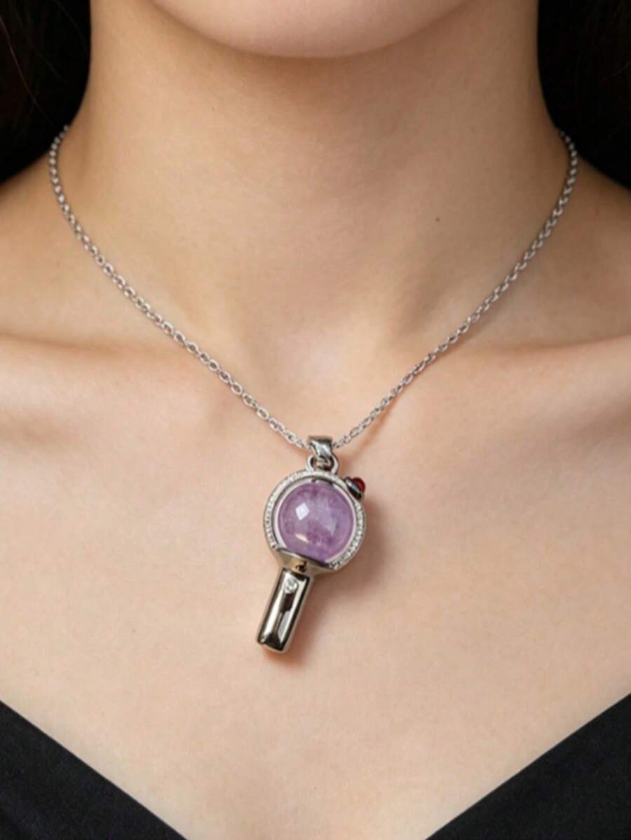 1pc Fashion Boy Band Style Army Bomb Necklace, High-Quality Fan Support Merchandise Clavicle Chain, Suitable For Women - A - View 1