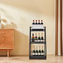 3-Tier Trapez Corner Liquor Bottle Rack With Protective Rail, Freestanding Red Wine Shelf, Space-Saving Corner Organizer For Home Bar, Living Room, And Wine Cabinet - 黑色 - 查看 7