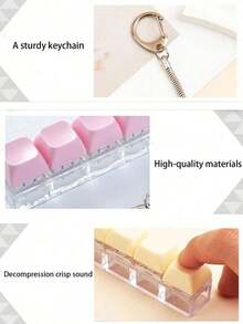 1pc Minimalist Colorful Keyboard Keychain, 4-Key Keyboard Cube Stress Relief Keychain, Car Keychain Pendant, Keyboard-Shaped Adult Fidget Toy Keychain, Pressure Ring, Focus Relaxation Stress Relief Keychain, Birthday Gift, Boyfriend Gift, Party Gift, Holiday Gift - Multicolor - View 6