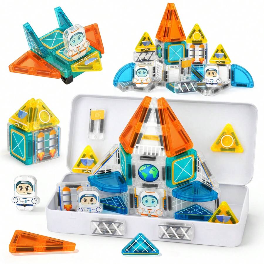 28pcs Magnetic Building Blocks Toy Set Mini Magnetic Cubes - Children's Educational STEM Construction Building Set, Suitable For 3 Years Old Preschool Kids - Multicolor - View 1