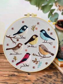 1件 20*20cm/7.9*7.9in 可愛小鳥刺繡套件，DIY手工刺繡套裝，適合成人初學者，居家禮物，女性縫紉禮物，包含使用說明書、印花布料、刺繡框、針與線 - A - 查看 6