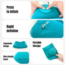 1pc Automatic Press-To-Inflate Lumbar Support Pillow, Flocked Inflatable Waist Cushion, Portable Foldable Office Chair Back Support Pad, Car Home Travel Camping Back Relief Inflatable Cushion Gift - Multicolor - View 12