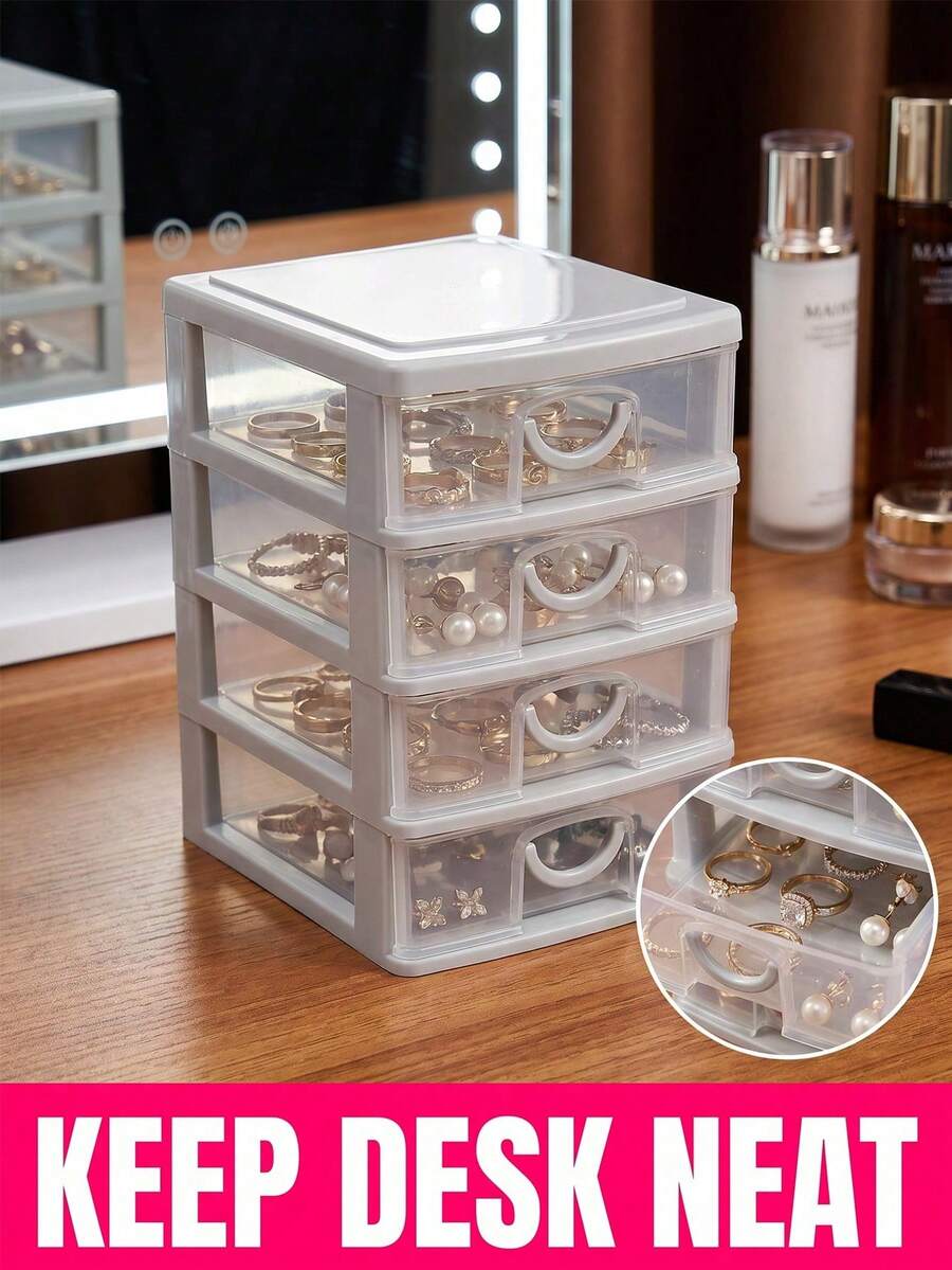 4-Layer Drawer Storage Box, Jewelry Box, Desktop Organizer, Suitable For Hair Accessories, Earrings And Other Small Items, Office Storage Box, Jewelry Storage Box, Drawer Cosmetic Storage Box, Drawer Storage Box - Multicolor - View 1