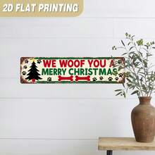 1pc Rustic Style "We Woof You Merry Christmas" Metal Sign, Dog Paw Christmas Decor, Christmas Wall Hanging Decoration, Suitable For Home, Farmhouse, Living Room, Indoor/Outdoor, Entryway, Decorative Sign, 9.91x39.88cm, 2D Flat - A - View 7