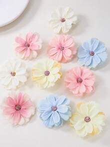20/10/5pcs Girls Multicolor Artificial Silk Flower DIY Handmade Hair Clips Duck Mouth Clips Non-Damaging For Daily Use - Multicolor - View 3