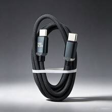 NNBILI 2026 新款 120W USB-C 转 Type-C 数据线，兼容 15/16/17 系列，支持 PD 快充；兼容华为 P50/P40/P30/Mate 9/10 Pro/Nova 6/5/4/6A；兼容三星快充；尼龙材质数据线 - 黑色 - 查看 8