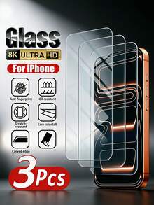 3PCS, Tempered Glass Screen Protector, Full Screen Protection, Curved Edge, Anti-Scratch, Anti-Collision, Water-Resistant, Anti-Fingerprint, High Definition Film, Compatible With IPhone17e/17 Pro Max/17 Pro/17Air/17/16 Pro Max/16 Pro/16 Plus/16/15 Pro Max/15//14/13/12/11 And Other Models. - Clear - View 40