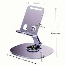 1 pieza Soporte de metal para teléfono - Rotación de 360°, ajustable y plegable para teléfono y tableta con base antideslizante. Adecuado para escritorio, transmisión en vivo de teléfono/ver videos/navegar. Disponible en gris, verde, rosa y azul. - Soporte para teléfono - Ver 6