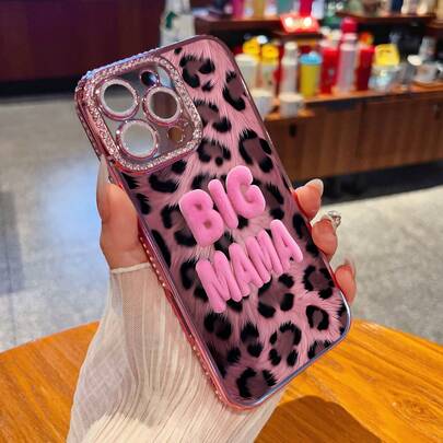 Pink Leopard Print Big Mama Phone Case Compatible With  17  16 Pro Max  15 Pro Max  13 And  12 Made Of TPU Material Providing Shock And Drop Protection A Great Gift For Family Friends And Birthdays