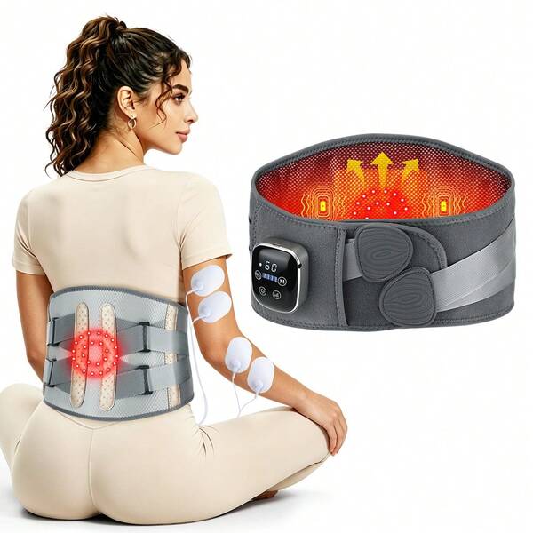 Hailicare 加熱按摩腰帶，5段加熱 9段震動腰背支撐帶，紅光熱療 2500mAh 可充電，通用於肩頸腿部
