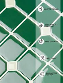 WalDecoo 1/5/10/20pcs 10"X10" Deep Emerald Glossy Octagonal Mosaic Self-Adhesive Wall Tiles, Waterproof Strong Adhesive Backing Easy To Clean, Kitchen Bathroom Splash Wall Decor - Jade Diamond Pattern - View 7