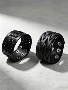 2pcs Casual Woven Bracelets, Suitable For Men's Daily Casual Fashion Wear, Exquisite Bracelet Gift For Men - Black - View 6