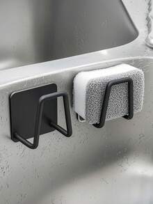 2pcs Stainless Steel Self-Adhesive Sink Sponge Holder, No Drilling, Waterproof & Rust-Proof, Quick Drainage, Wall-Mounted Storage Rack, Multi-Functional Kitchen Brush & Sponge Organizer, Home Kitchen Essential, Christmas Gift - Sponge Rack - View 7