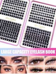 384 Clusters D Curl Single Cluster False Eyelashes, Eyelash Book, 8-16mm Length, Customizable, Natural Fluffy Cat Eye Effect - D - 查看 3