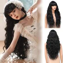 32 Inch Long Wavy Synthetic Wig With Bangs Heat Resistant Fiber Full Wig For Women Daily Party Cosplay Wig - Multicolor - View 10