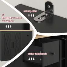Devoko Kitchen Sideboard With LED Light Strip, Coffee Bar Cabinet With Wide Worktop, 3 Drawers, Glass Doors, Adjustable Shelves And Power Strip With USB/Type-C, White/Black - 查看 5