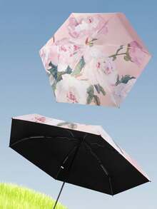 1pc Mini Travel Sun Umbrella, Printed Folding Umbrella, Portable Outdoor Sun Umbrella, UV Protection Sun Umbrella, With Storage Bag, Sun Protection Umbrella, Sun Protection Product, 6 Ribs + Thickened Black Glue Sun Protection Coating, Travel Essential, Perfect For Outdoor, Travel, Summer Sun Protection, Windproof And Waterproof - Multicolor - View 7