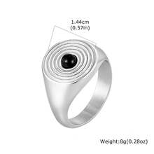 1pc Vintage Stainless Steel Black Agate Vortex Cast Ring For Men, Jewelry Accessory - 1108 - View 7