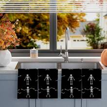 2/4/48pcs Halloween Series Dancing Skeleton Pattern Printed Kitchen Towels - Ultra Soft, Highly Absorbent Polyester Dishcloths And Hand Towels, Perfect For Holiday Decor, Kitchen Decor, Party Decor - Multicolor - View 14