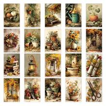 20Pcs Vintage Fall Thanksgiving Aesthetic Cards, 4*5inch Retro Autumn Pumpkin Sunflower Garden Floral Prints Postcards For Junk Journal Layering, Thanksgiving Greeting Card Craft, Wall Decor, Stationery Lovers Gift, Party Photobooth Props - View 7