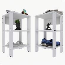 Mesa de Cabeceira sem Gaveta em MDF Fulldecor - Mod.0707 - Branco - Branco - Visão 8