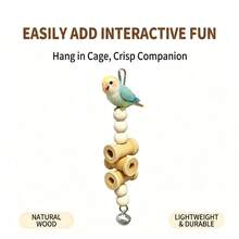 1/2pcs Bird Supplies Pet Supplies Bird Cage Hanging Decor Bird Toys Accessories Bird Training Supplies Natural Wood Beaded Bell Chewing Hanging Toy Boredom Relief Beak Grinding Hanging Ornament Bird Cage Toy (Random Color) - A+B - View 2