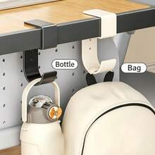 Desktop Side Hook, No-Drill Bag And Water Bottle Holder, Under-Desk Hook Storage Organizer, Suitable For Backpacks, Wallets, Water Bottles, Headphones And Data Cables, Space-Saving Office, School And Home Desktop Storage Organizer, Multi-Function Hook - View 6