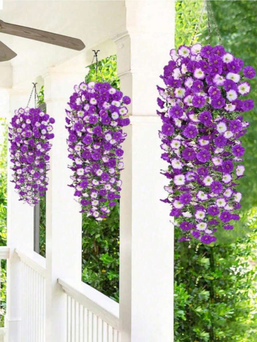 1/2/4/6 Pcs Outdoor Artificial Flowers Hanging Eucalyptus Plants Silk Morning Glory Vines UV Resistant Greenery For Anniversary Graduation Wedding Party Home Office Porch Garden Yard Wall Spring Summer Decor - Morning Glory Wall Hanging Two Colors-02 - View 1