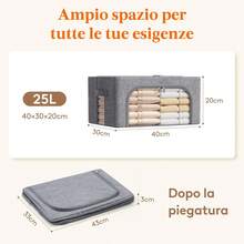 Lifewit Juego de 3 Cajas Rígidas para Armario con Cremallera, Organizador de Armario con Marco Metálico Plegable, Contenedores Apilables para Ropa, Edredones, Colchas, Gris, 75L FU0K - 6 - Ver 4