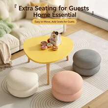1pc Round Donut Shaped Soft Padded Teddy Fleece Vanity Stool, Minimalist Shoe Bench For Bedroom And Living Room, Home Decor - Round Stool - View 2