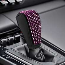 Shiny Rhinestone Car Gear Shift Lever Cover, Sparkling Crystal Diamond Gear Shift Lever Cover, Soft PU Leather Gear Shift Lever Cover, Universal Fit, Fashionable Women's Car Interior Accessory - Multicolor - View 11